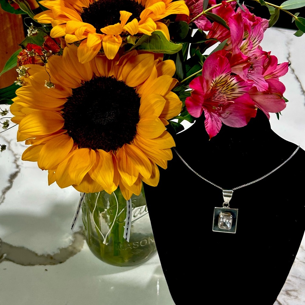Elegant Sterling Silver Cubic Zirconia Pendant Necklace